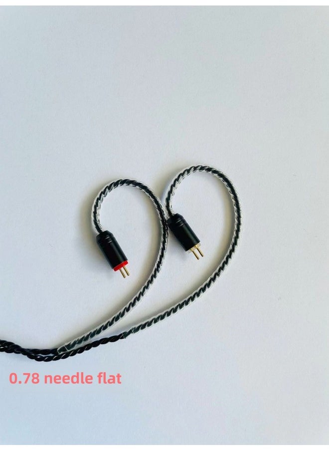 Generic Four-strand Copper Silver-plated Black Twisted Shure Injection IE40MMCX0.78IE80QDCTFZ Headset Upgrade Cable-Color:0.78 Aluminum Sleeve Flat Head-Length:3.5 Injection Elbow  - Image 1