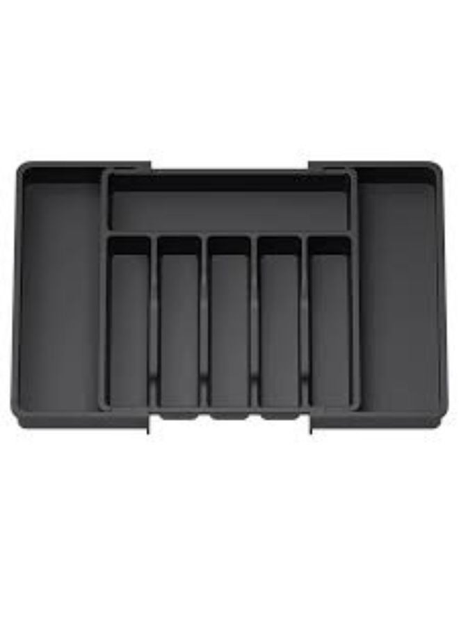 Silverware Drawer Organizer, Expandable Utensil Tray for Kitchen, BPA Free Flatware and Cutlery Holder, Adjustable Plastic Storage for Spoons Forks Knives, Large, Black - Image 1
