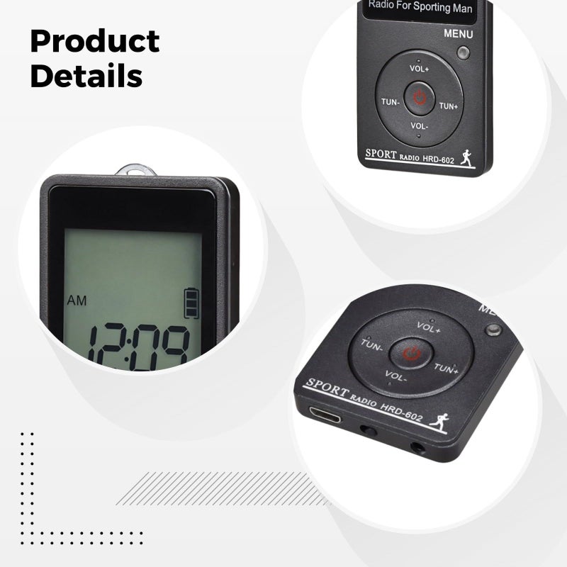 Portable AM FM Radio Rechargeable Digital LCD Display Stereo Receiver with Earphone - Image 3
