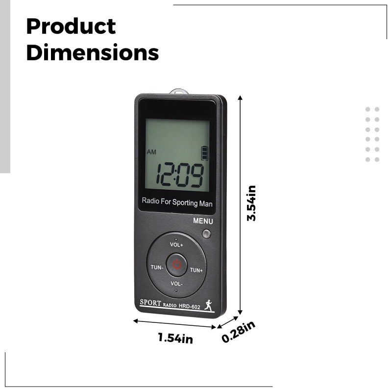 Portable AM FM Radio Rechargeable Digital LCD Display Stereo Receiver with Earphone - Image 5