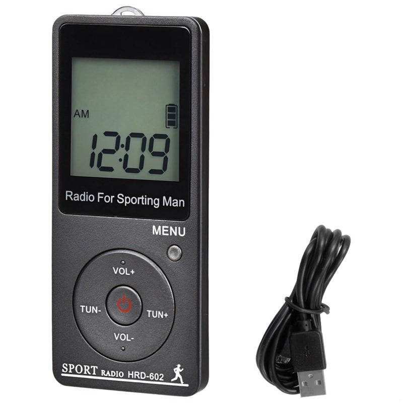 Portable AM FM Radio Rechargeable Digital LCD Display Stereo Receiver with Earphone - Image 2