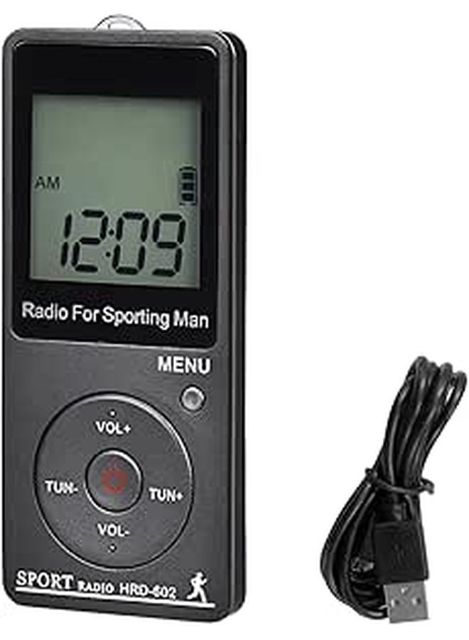 Portable AM FM Radio Rechargeable Digital LCD Display Stereo Receiver with Earphone - Image 1