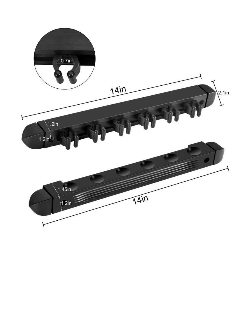 Excefore مجموعة واحدة من حاملات عصا البلياردو، حامل البلياردو المثبت على الحائط، حاملات عصا البلياردو الخشبية مع 6 قطع، مجموعة رفوف البلياردو (أسود) - Image 3