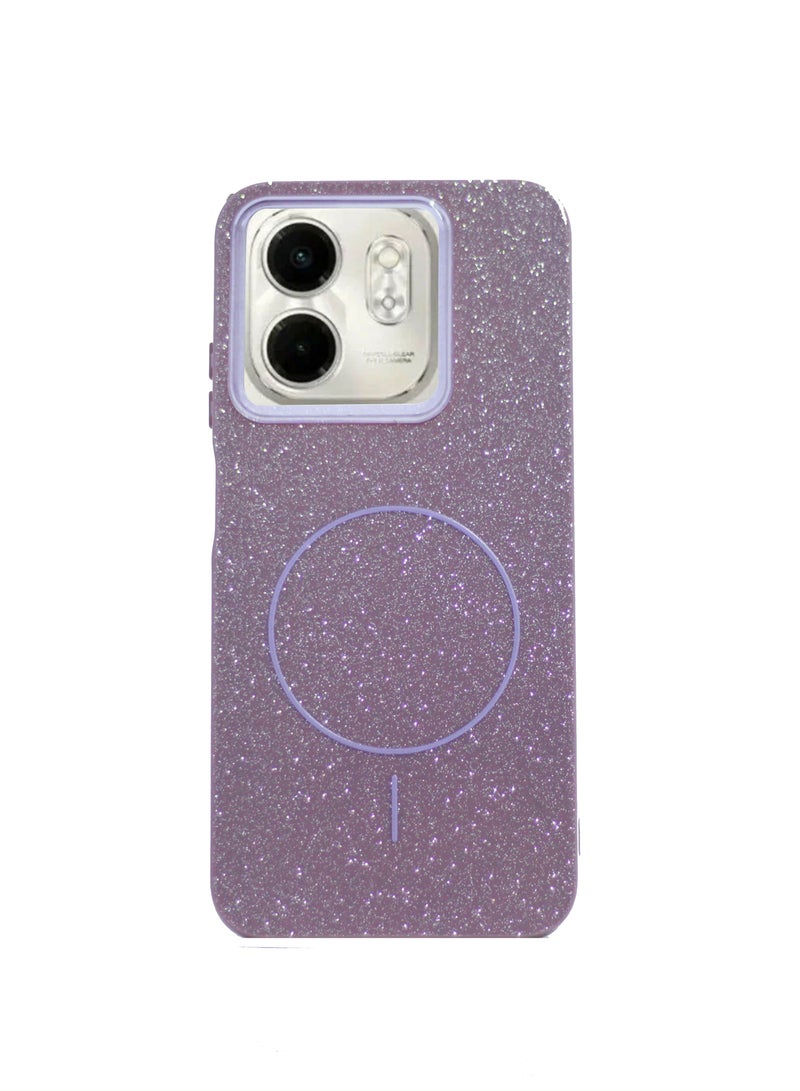 متوافق مع جراب خلفي لهاتف Infinix smart 9 من الكريستال اللامع البسيط متوافق مع Magsafe For - (أرجواني)