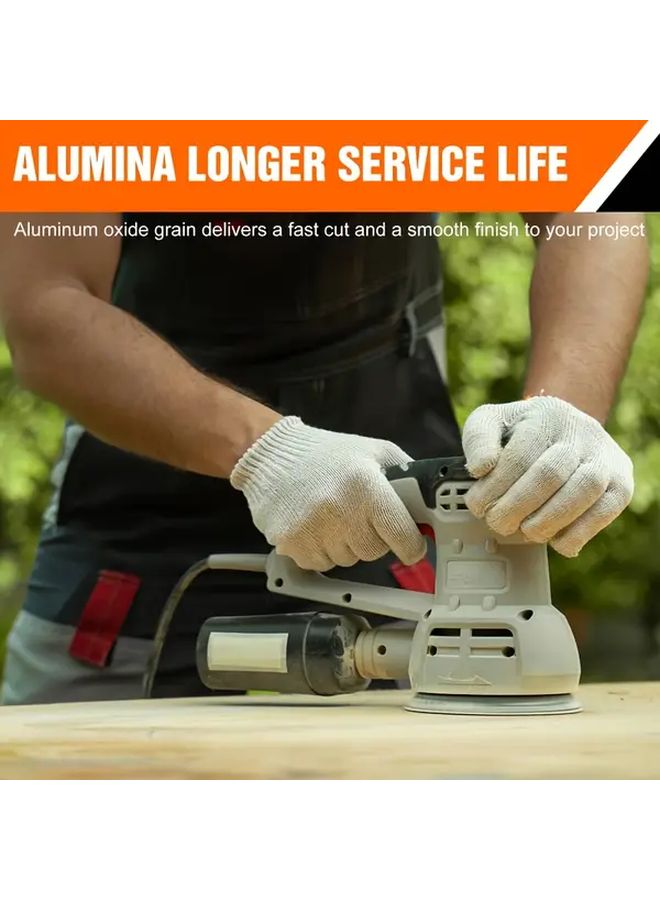 Yellow Sanding Discs 5 Inch 8 Hole P80 Grit 10 Pieces Hook And Loop Sandpaper - Image 4