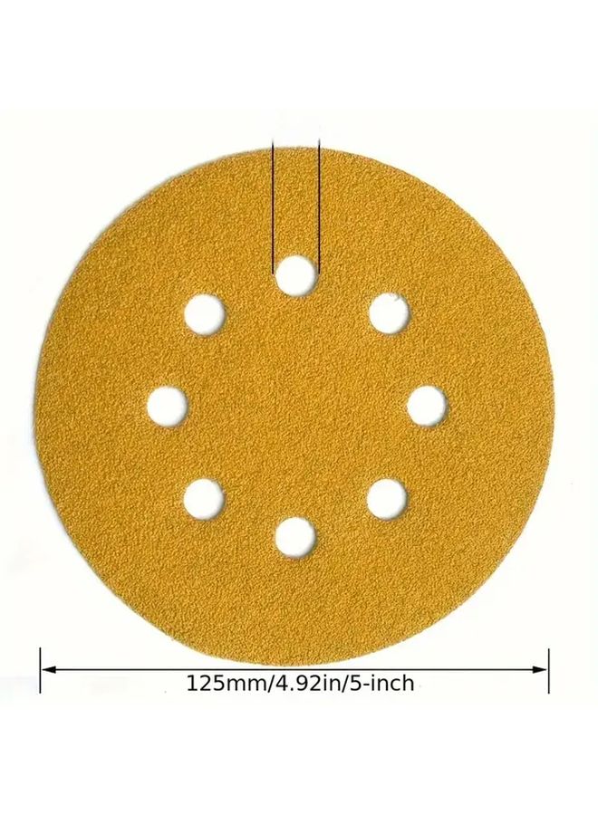 Yellow Sanding Discs 5 Inch 8 Hole P80 Grit 10 Pieces Hook And Loop Sandpaper - Image 3