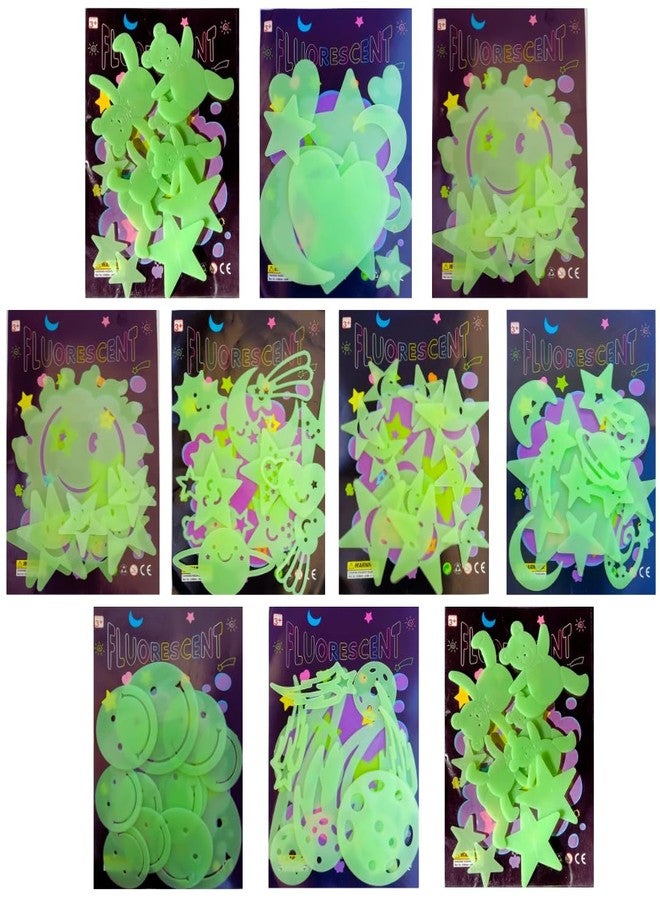Viba® Glow Dark Stickers for Kids Birthday Return Gift (Set of 10 Packs) | Neon Radium Party Favors & Keepsake Decorations | Luminous Stickers for Boys & Girls - Image 1
