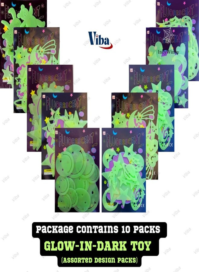 Viba® Glow Dark Stickers for Kids Birthday Return Gift (Set of 10 Packs) | Neon Radium Party Favors & Keepsake Decorations | Luminous Stickers for Boys & Girls - Image 2
