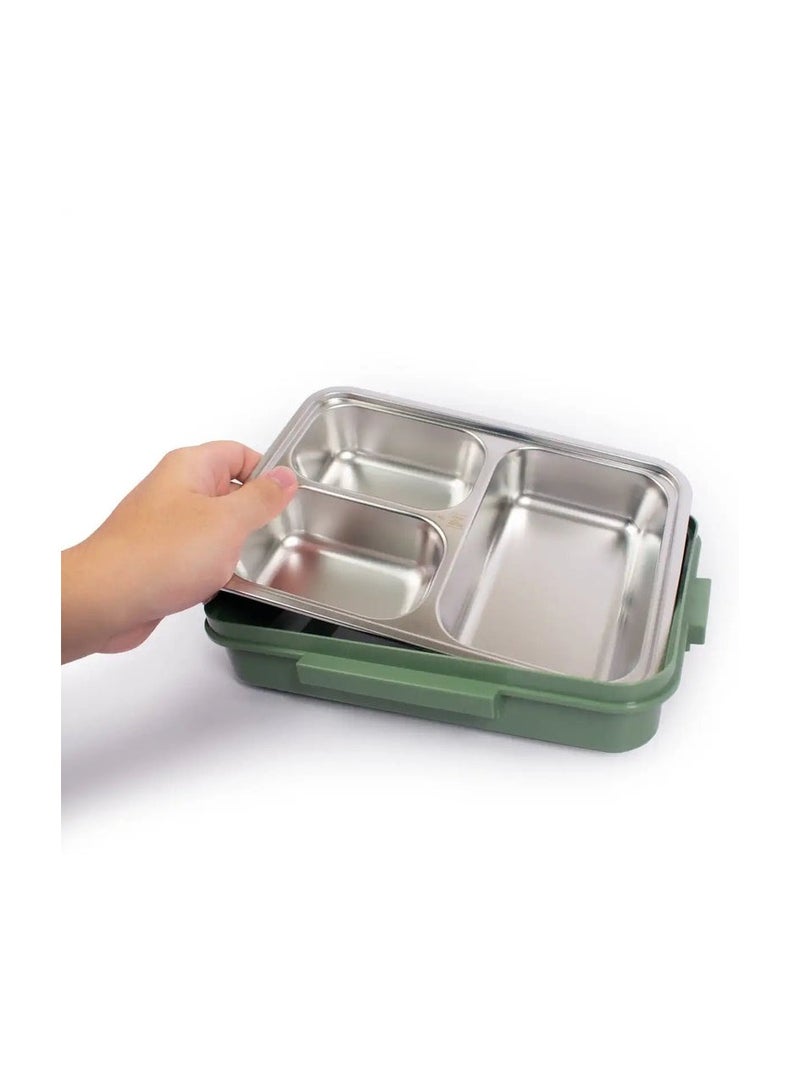 AKDC Square Lunch Box 13cm*13cm*5cm, Two Compartments, Grey - Image 2