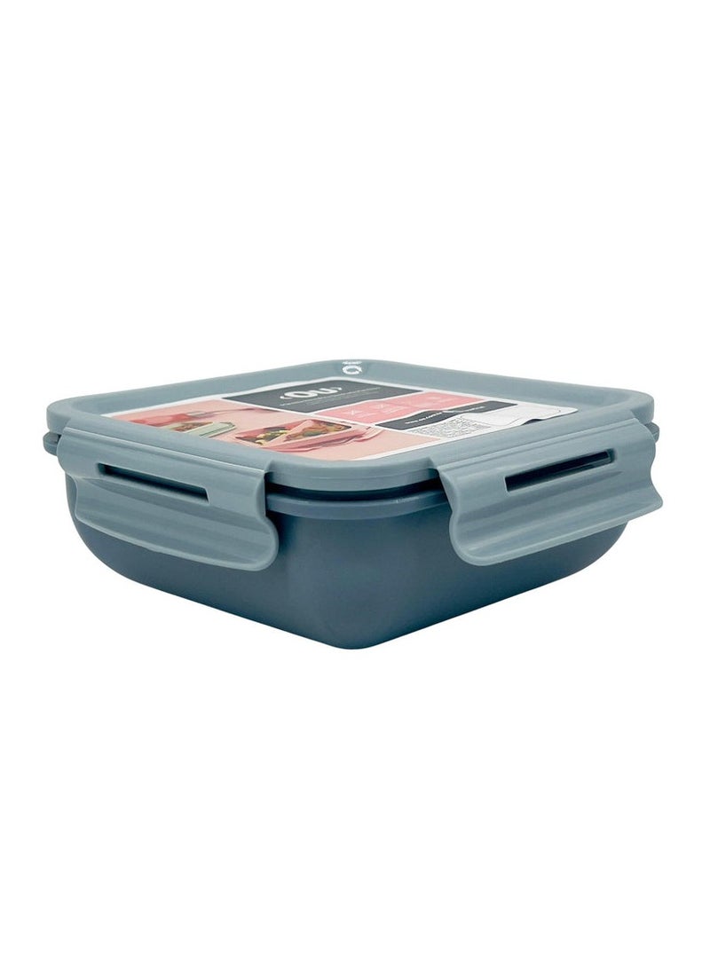 AKDC Square Lunch Box 13cm*13cm*5cm, Two Compartments, Grey - Image 1