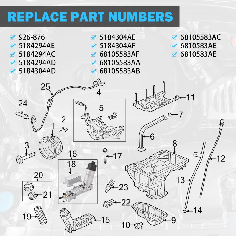 MNJWS 926-959 Upgraded Aluminum Engine Oil Filter Housing Oil Cooler Kit Fit for 3.6L 2011-2023 Dodge Charger Challenger Journey, Jeep Grand Cherokee Wrangler, Ram ProMaster Chrysler 200 300 Replace 926-876 - Image 3