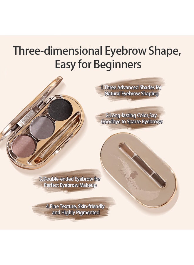 Weinixiaoxiang Eyebrow Powder Kit - 3 Colors Eye Brow Tinting Powder Palette Long-Lasting Waterproof,Light Dark Grey Brown Brow Filler Eyeshadow,Mother's Day Makeup Gift for Women,With Mirror Brow Brush-Set 01 - Image 4