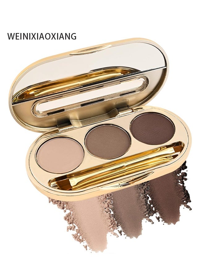 Weinixiaoxiang Eyebrow Powder Kit - 3 Colors Eye Brow Tinting Powder Palette Long-Lasting Waterproof,Light Dark Grey Brown Brow Filler Eyeshadow,Mother's Day Makeup Gift for Women,With Mirror Brow Brush-Set 01 - Image 1