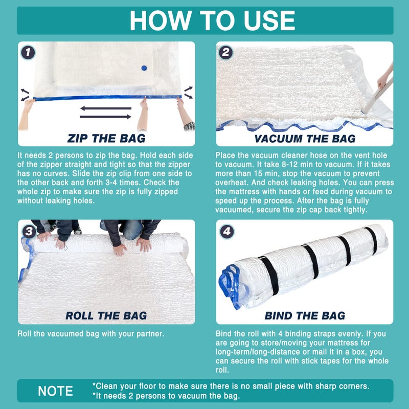 VacPack Queen Full Mattress Storage Vacuum Bag for Moving Storage, for Memory Foam Latex Mattress Thick and Tear Resistant - Image 5
