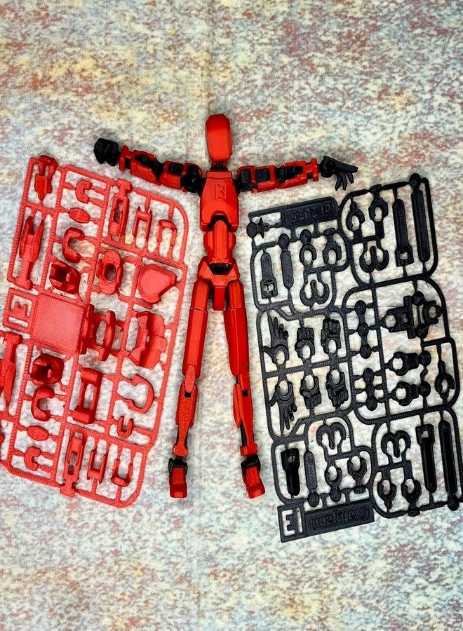 CERO® T13 Action Figure Robot | DIY Buildable Dummy 13 Robot Toy | 3D Printed Collectible Model Kit | Red & Black PLA | Assemble & Clean Before Use - Image 3
