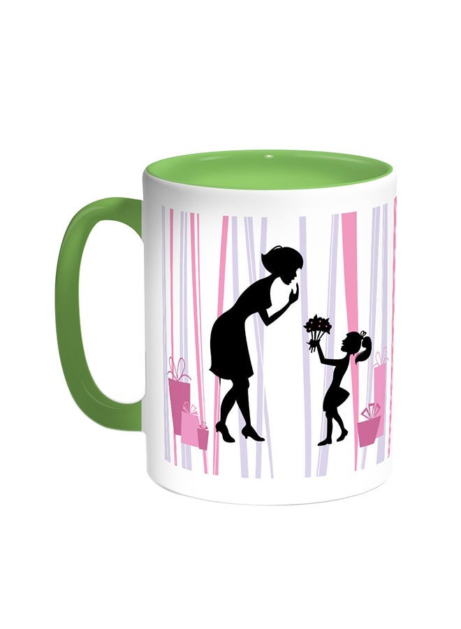 Mother's Day Gift Printed Coffee Mug Green/White 11ounce