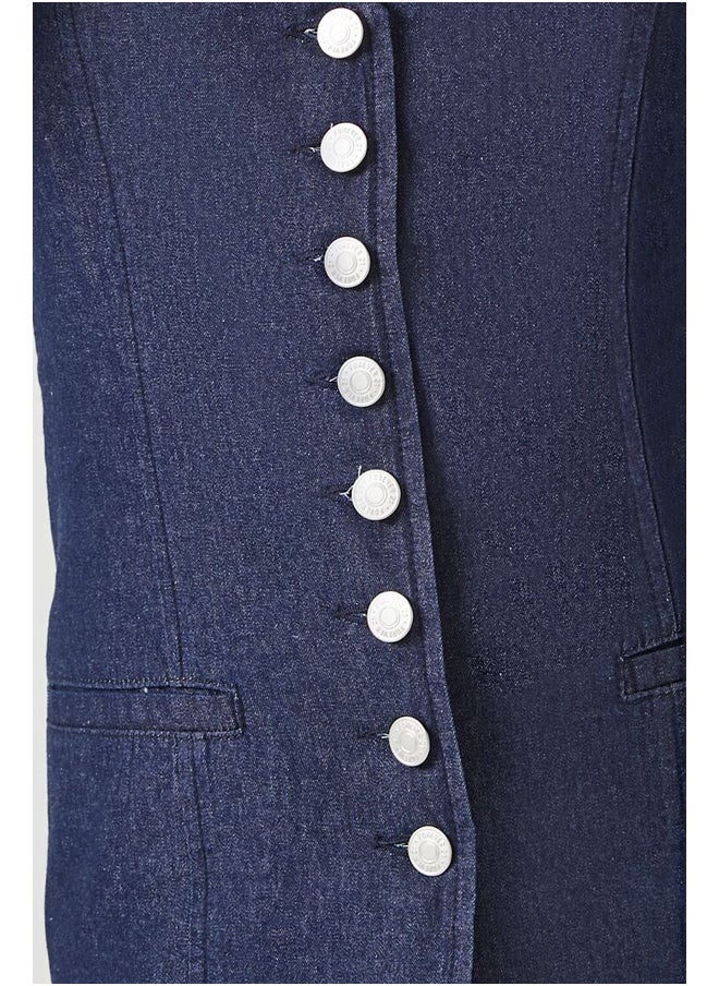 Sleeveless Button-Up Denim Top