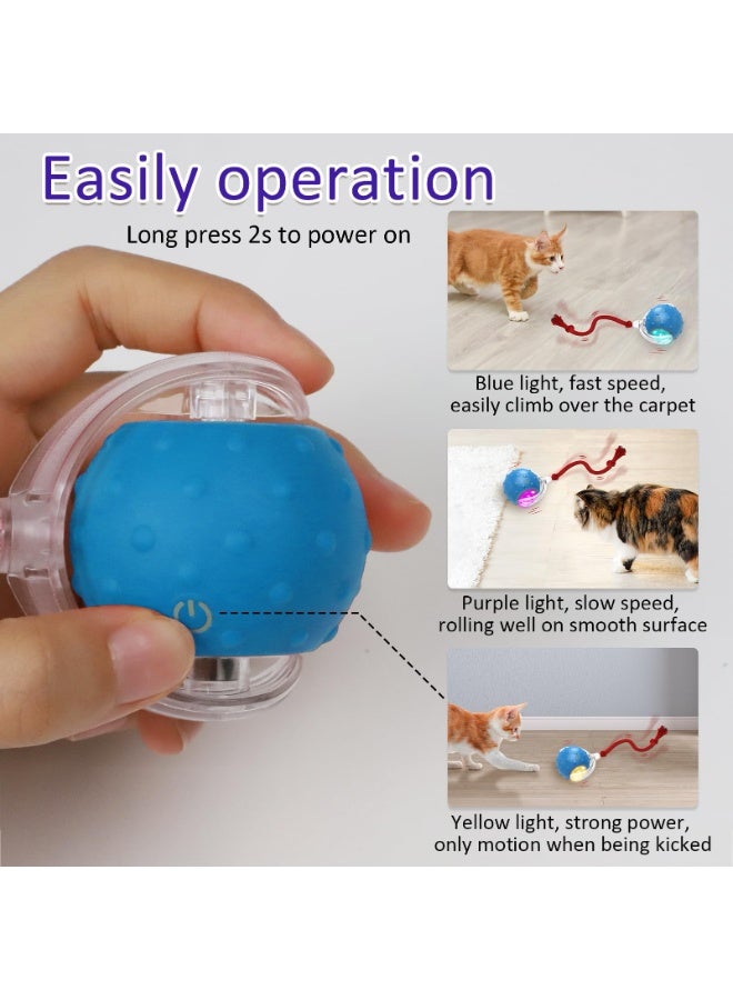 Interactive Cat Toys Ball for Indoor Cats Fast Rolling on Carpet, Chirping & Motion Activate Cat Toys (Blue) - Image 3
