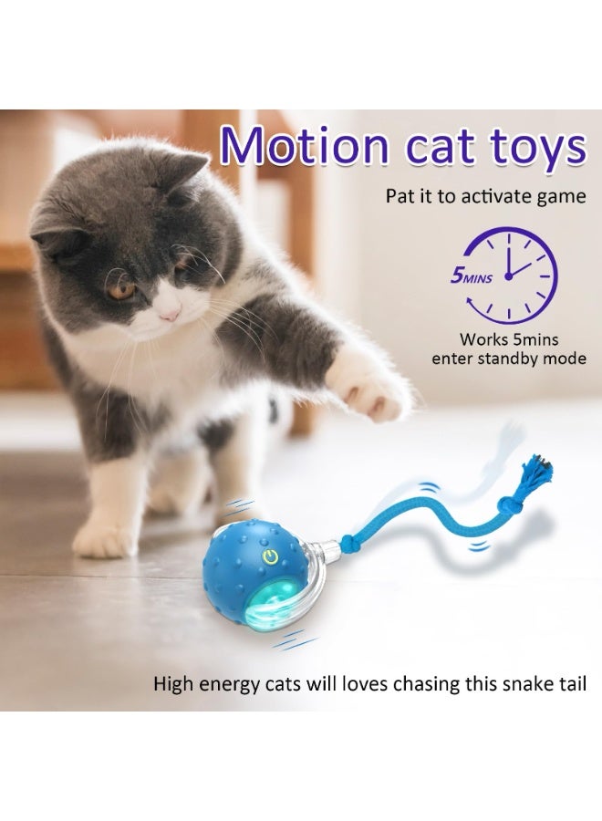 Interactive Cat Toys Ball for Indoor Cats Fast Rolling on Carpet, Chirping & Motion Activate Cat Toys (Blue) - Image 2