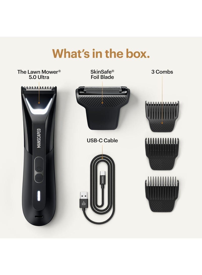 Manscaped The Lawn Mower 5.0 ULTRA Groin & Body Hair Trimmer – Dual-Head SkinSafe Trimmer & Foil Blades, Waterproof Wet/Dry Groomer, USB-C Rechargeable with Travel Pouch, Men’s Ball Shaver - Wireless Qi Charging Compatible - Image 3