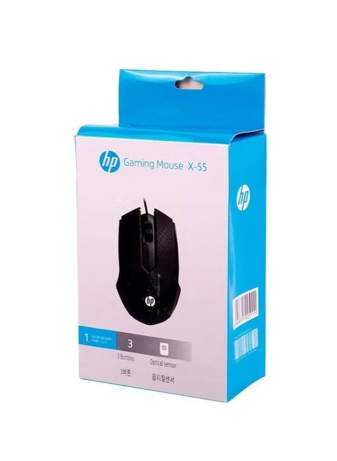 HP X-55 Ergonomic Optical Wired Gaming Mouse With 3 Buttons - Image 1