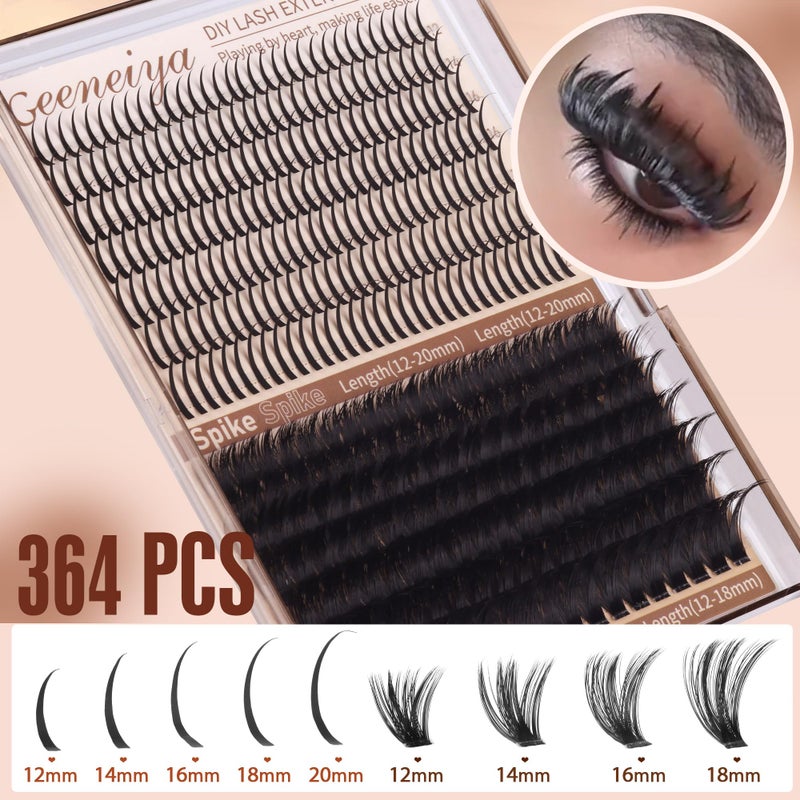 Geeneiya 12-20mm PAPER Spikes Lash Clusters and 12-18mm Volume Eyelash Clusters Kit D Lash Extension Kit Wispy Cluster Eyelash Extensions Spiky Individual Lashes with Lash Bond and Seal for Beginners - Image 4