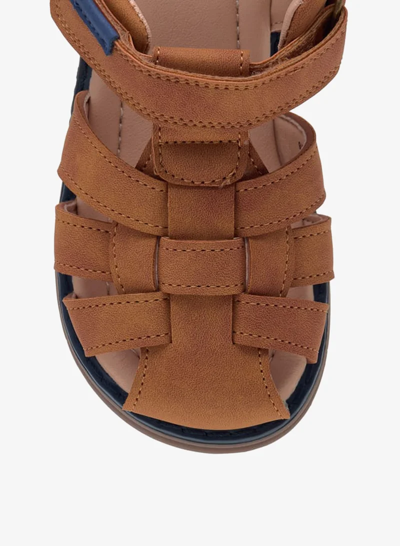 LBL by Shoexpress TAN Strappy Sandals With Hook And Loop Closure for Men | Best Price UAE