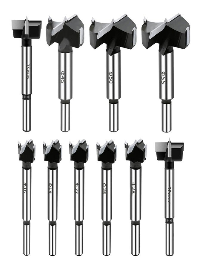 BeQell 10PCS Forstner Drill Bit,Carbide Tipped Forstner Bit for Hard Wood, Wood Drilling Hole Saw Set Woodworking Hinge Cutter Tool Kits for Wood Plastic Plywood - Image 1