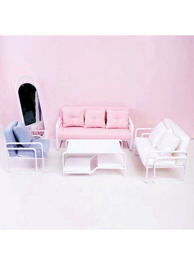 1/6Blythe Small Cloth Bjd6 Points Doll Single Double Triple Sofa Set Coffee Table Floor Mirror-Specifications:Single Sofa Cover-Color:Pink - Image 1