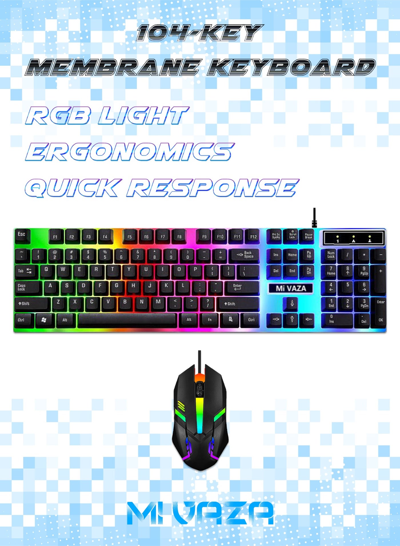 mivaza Mivaza 104-key Membrane Keyboard Wired Keyboard And Wired Mouse Set wired Connection Type: Wired