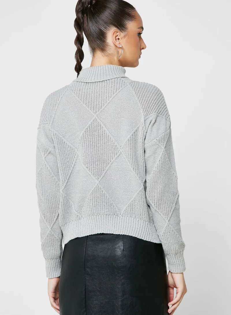Ella High Neck Patterned Sweater