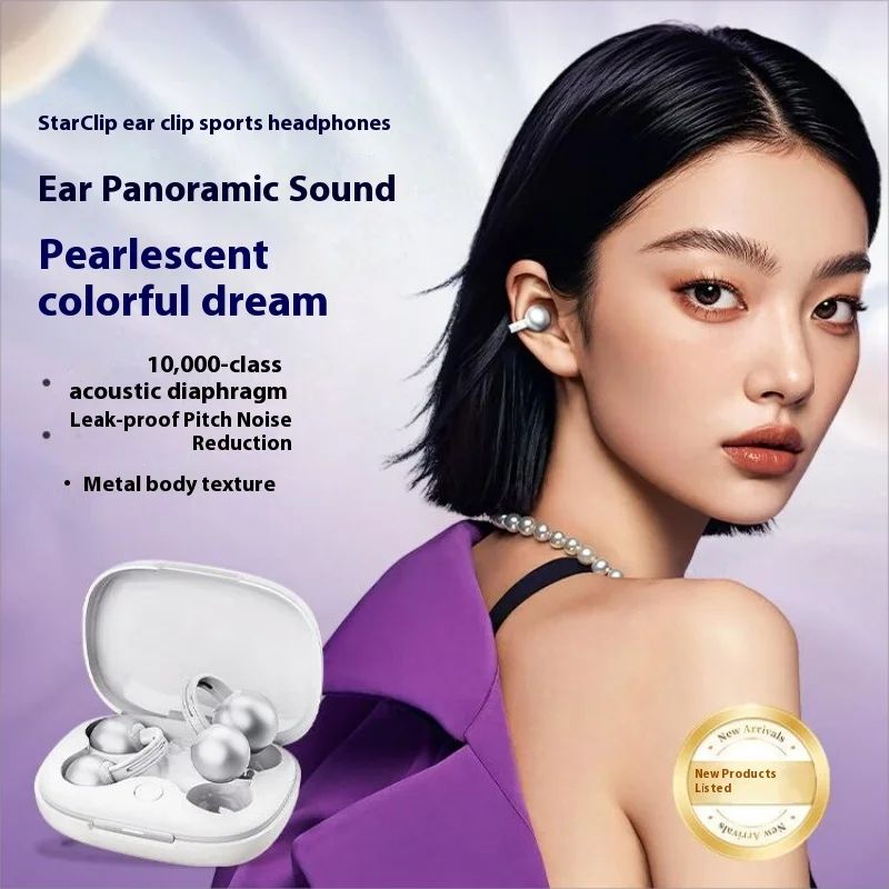 Mojawa StarClip Wireless Open-Ear Clip Headset with AI Noise-Cancelling Microphone and Directional Sound, White - Image 2