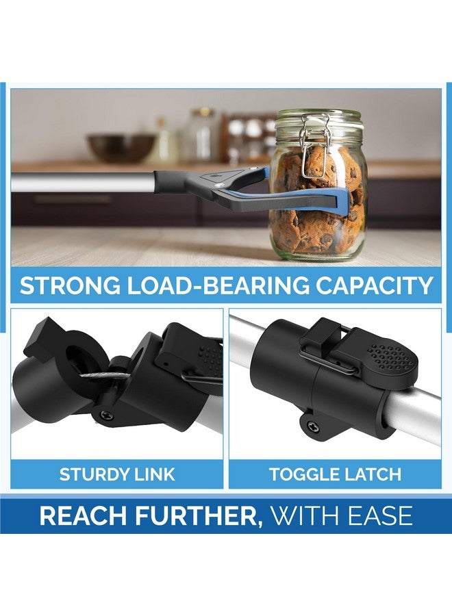 FitPlus 2024 Upgrade PowerGrip T9, Extra Long Grabber Reacher Tool, Wide Jaw, Foldable Trash Pickup Tool, Steel Cable, with 96 Grip Points for Firm Grip, 32" with Magnet (Blue, 43 Inch) - Image 3