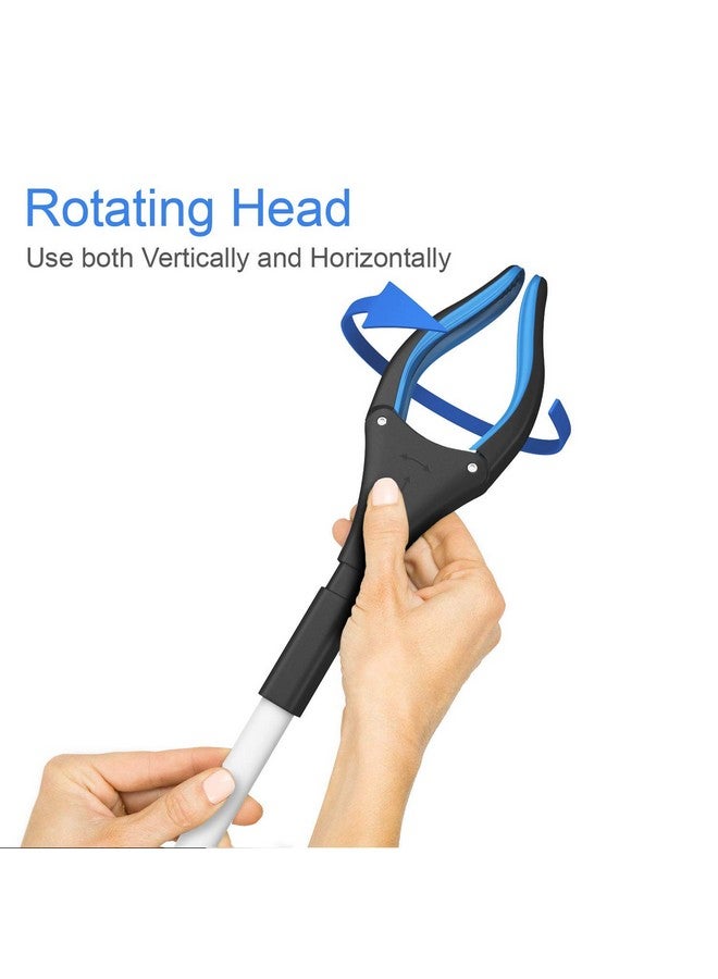 FitPlus 2024 Upgrade PowerGrip T9, Extra Long Grabber Reacher Tool, Wide Jaw, Foldable Trash Pickup Tool, Steel Cable, with 96 Grip Points for Firm Grip, 32" with Magnet (Blue, 43 Inch) - Image 4