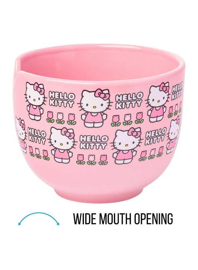 Silver Buffalo Sanrio Hello Kitty Flowers Pattern Ceramic Ramen Noodle Rice Bowl with Chopsticks, Microwave Safe, 20 Ounces - Image 3