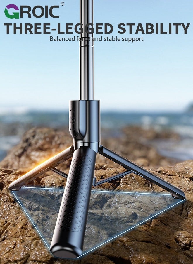 GROIC Phone Tripod  Selfie Stick, Phone Stand, Cell Phone Tripod with Wireless Remote, iPhone Tripod Stand, Selfie Stick Tripod for iPhone Compatible with All Cell Phones, Camera - Image 3
