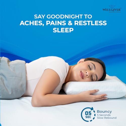 WELLGIVER Orthopedic Memory Foam Deep Sleep Pillow | 2 Years Warranty | Design for Neck & Shoulder Pain Relief | 20 x 13 x 4 Inch | Standard | Removable Zipper Cover | Pack 1 - Image 3