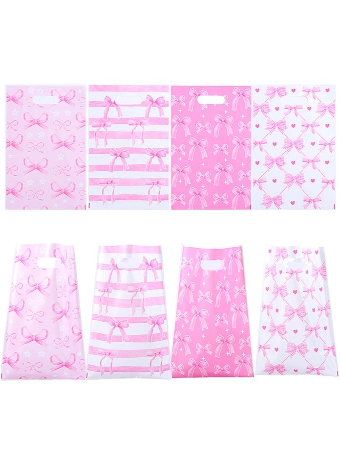 OASIS DESERT 100-Piece Plastic Gift Bags, Printed With Pink Bow Patterns, With Handles, Suitable For Occasions Such As Mother's Day, Weddings, Birthdays, Etc. Size: 16.5*25 Centimeters. - Image 5