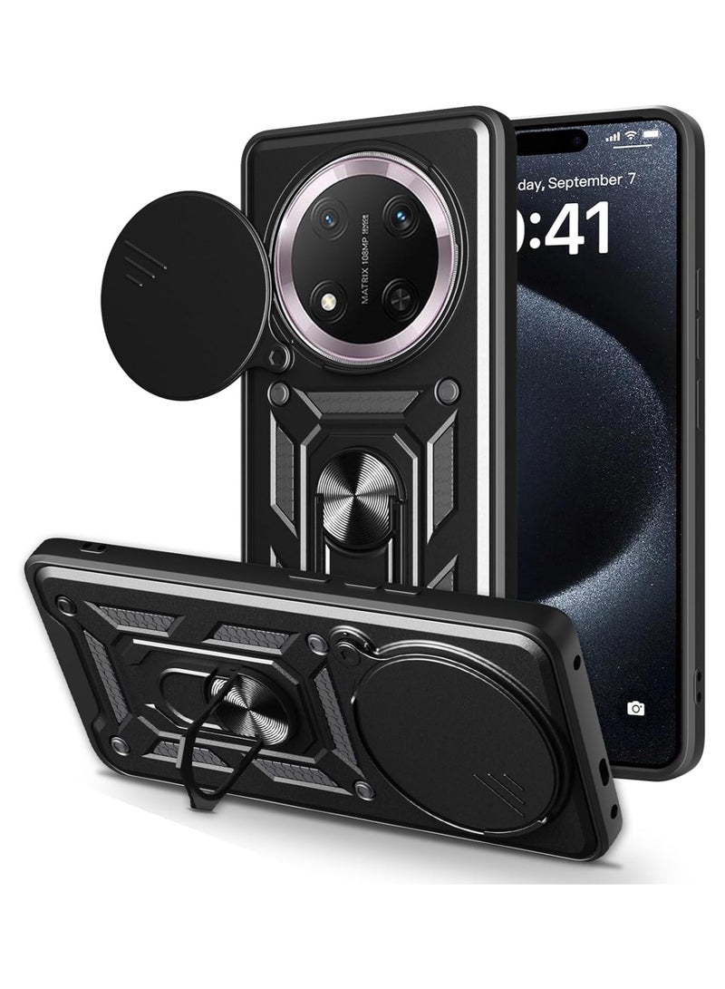 Phone Cover for Honor X9c 5G with Slide Camera Cover Drop Protective Phone Case with Magnetic Car Mount Holder - Image 1