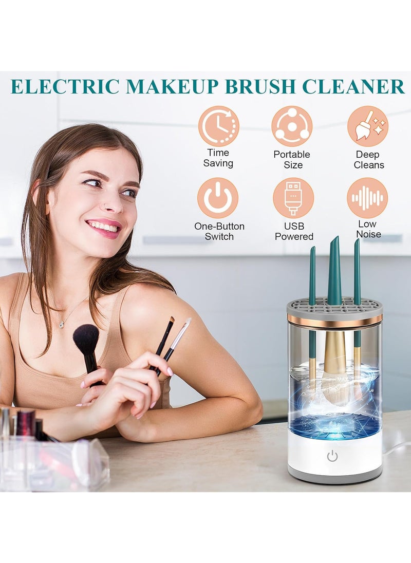 Generic Electric Makeup Brush Cleaner with Brush Clean Mat, One-Click Operation Automatic Cosmetic Brush Cleaner Makeup Brush Tools for All Size Beauty Makeup Brushes, Gift for Women Wife Friend  - Image 2