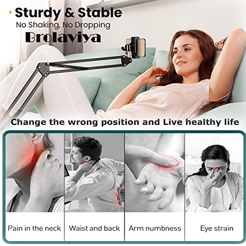BROLAVIYA Overhead Video Mobile Stand, Metal Long Arm,1/4" Ball Head Male for Camera,Gopro Webcams,Mobile Bracket for Video,Desktop,Bedroom, Office, Table Mount, Black - Image 3