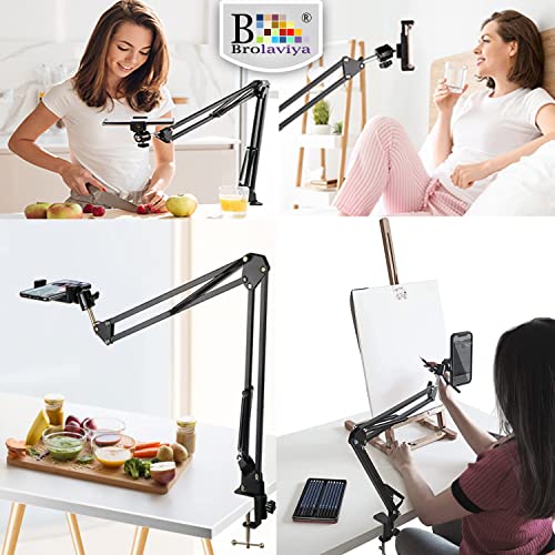 BROLAVIYA Overhead Video Mobile Stand, Metal Long Arm,1/4" Ball Head Male for Camera,Gopro Webcams,Mobile Bracket for Video,Desktop,Bedroom, Office, Table Mount, Black - Image 5