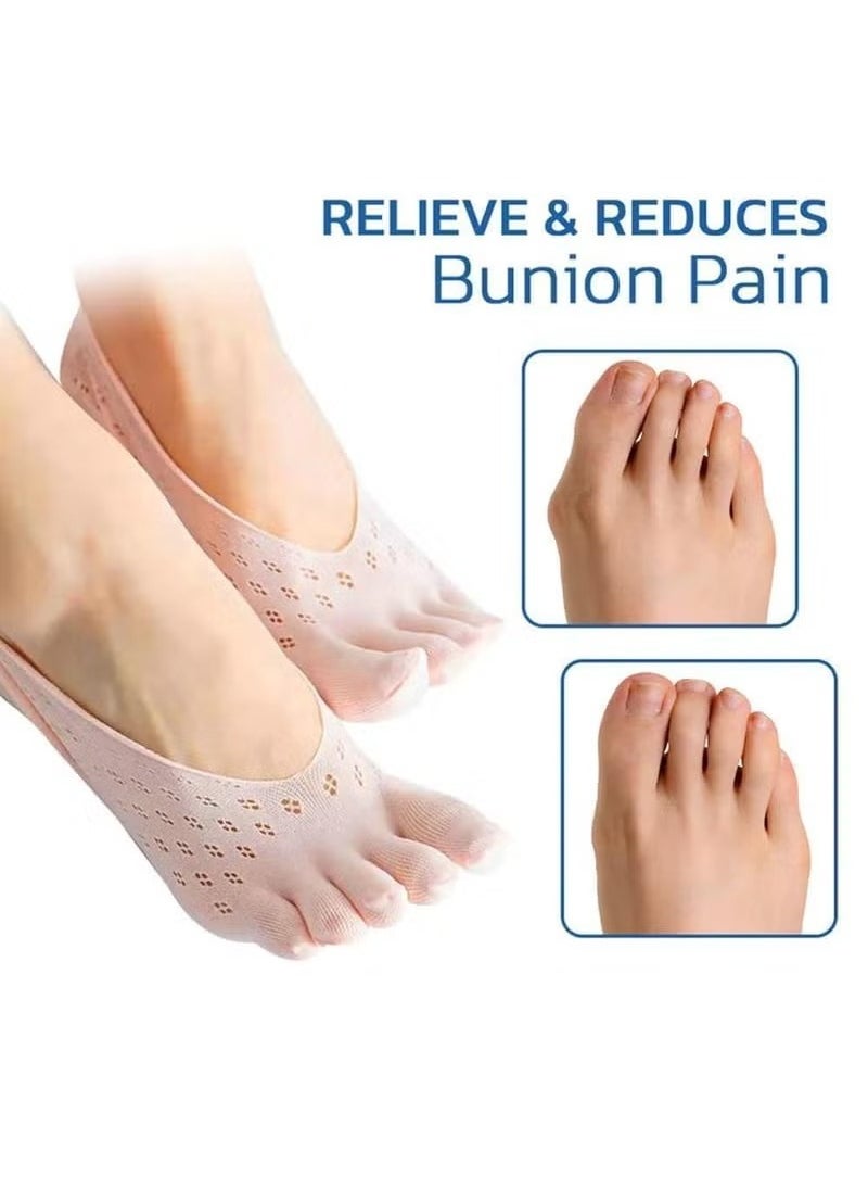 Generic Women Orthopedic Compression Toe Socks 5 Pairs Bunion Relief Socks Orthopedic Compressing Sock Full Toe Yoga Sock with Gel Tab for Swelling Relief Split Toe Soft Breathable Five Finger Socks  - Image 2