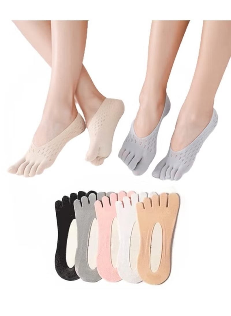 Generic Women Orthopedic Compression Toe Socks 5 Pairs Bunion Relief Socks Orthopedic Compressing Sock Full Toe Yoga Sock with Gel Tab for Swelling Relief Split Toe Soft Breathable Five Finger Socks  - Image 1