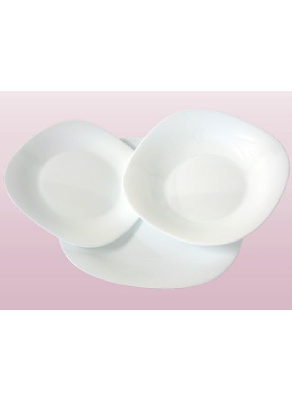 European Parma Series Opalware Dinner Set | 18 Pcs for Family of 6 | Soft Square Shape | Pure White, Micro & Dishwasher Safe