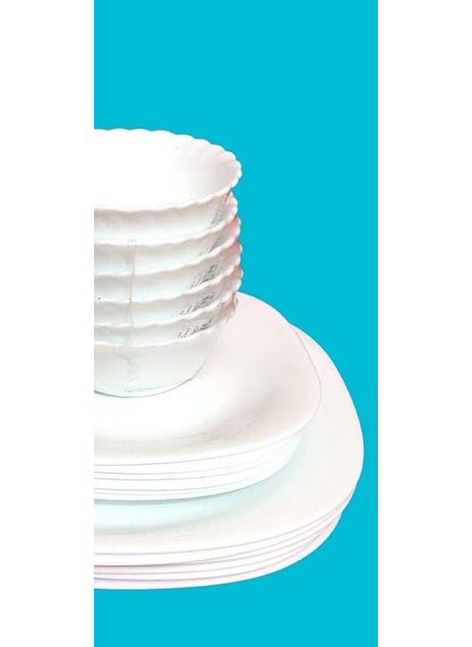 European Parma Series Opalware Dinner Set | 18 Pcs for Family of 6 | Soft Square Shape | Pure White, Micro & Dishwasher Safe - pzsku/Z851013C8D31C800B25A1Z/45/1743503938/1ea899e8-fedb-42e3-b993-e21767962eaf