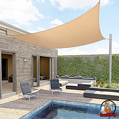 HIPPO Rectangle Shade Sail Affordable & Premium 180 GSM Sun Shade UV Block for Canopy Outdoor Patio Car Parking (Sand, 9.5FTX5FT) - Image 1
