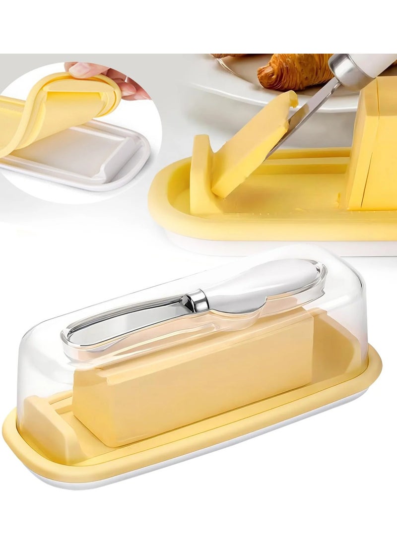 Tookie Butter Dish, Butter Dish with Lid and Stainless Steel Knife for Countertop, Dishwasher Safe Butter Keeper for Kitchen, Baking - Image 1