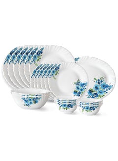 LARAH BY BOROSIL Larah by Borosil Pansy Fluted Series Opalware Dinner Set | 21 Pieces for Family of 6 | Microwave & Dishwasher Safe | Bone-Ash Free | Crockery Set for Dining & Gifting | Plates & Bowls | White  - Image 1