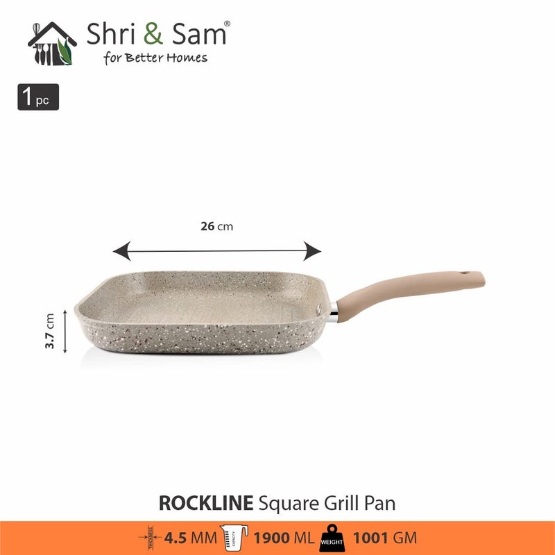 Shri & Sam Shri & Sam Rockline 6 Layers Non-Stick Square Grill Pan, 26 cm, Multi Dotted Color (All cooktop Friendly)  - Image 3